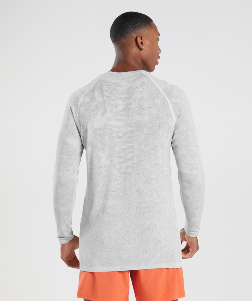 Koszulki Gymshark Geo Seamless Long Sleeve Męskie Głęboka Szare | PL 706VPA